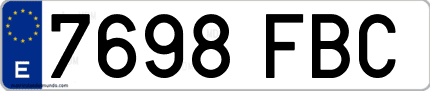Ejemplo de matrícula de coche ordinaria 7698 FBC