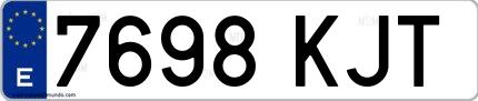 Ejemplo de matrícula española 7698 KJT