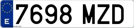 Ejemplo de matrícula española 7698 MZD