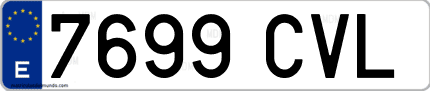 Ejemplo de matrícula de coche ordinaria 7699 CVL