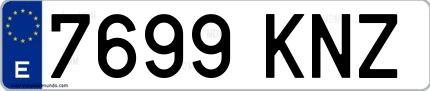 Ejemplo de matrícula española 7699 KNZ