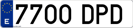 Ejemplo de matrícula de coche ordinaria 7700 DPD