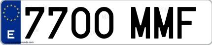 Ejemplo de matrícula española 7700 MMF