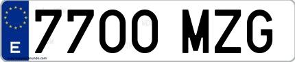 Ejemplo de matrícula española 7700 MZG