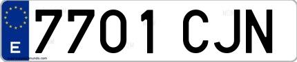 Ejemplo de matrícula española 7701 CJN