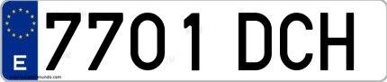 Ejemplo de matrícula española 7701 DCH