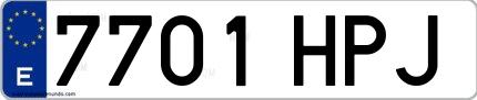 Ejemplo de matrícula española 7701 HPJ