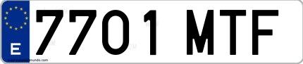 Ejemplo de matrícula española 7701 MTF
