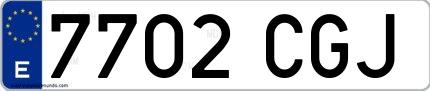 Ejemplo de matrícula española 7702 CGJ