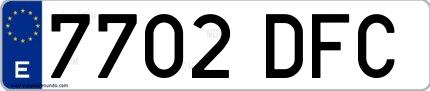 Ejemplo de matrícula española 7702 DFC