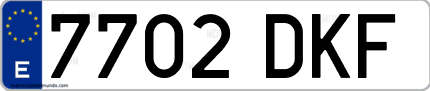 Ejemplo de matrícula de coche ordinaria 7702 DKF