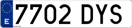 Ejemplo de matrícula española 7702 DYS