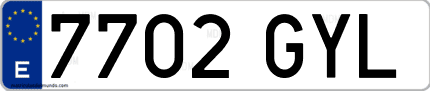 Ejemplo de matrícula de coche ordinaria 7702 GYL