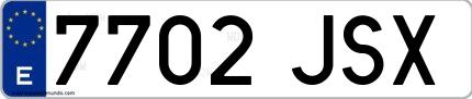 Ejemplo de matrícula española 7702 JSX