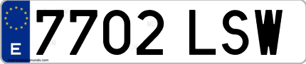 Ejemplo de matrícula de coche ordinaria 7702 LSW
