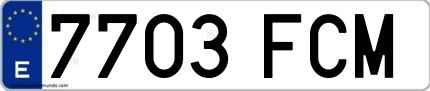 Ejemplo de matrícula española 7703 FCM