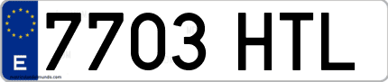 Ejemplo de matrícula de coche ordinaria 7703 HTL