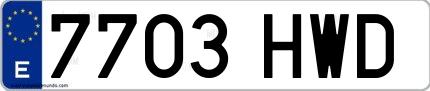Ejemplo de matrícula española 7703 HWD