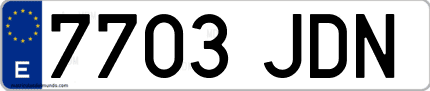 Ejemplo de matrícula de coche ordinaria 7703 JDN