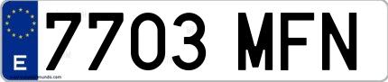 Ejemplo de matrícula española 7703 MFN