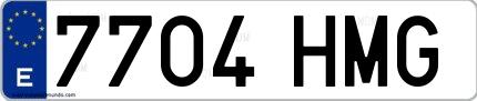 Ejemplo de matrícula española 7704 HMG