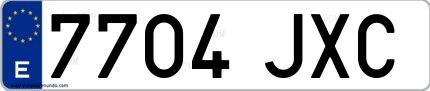 Ejemplo de matrícula española 7704 JXC