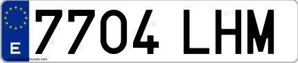 Ejemplo de matrícula española 7704 LHM