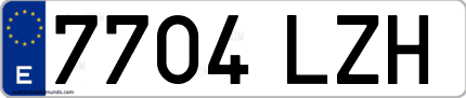 Ejemplo de matrícula de coche ordinaria 7704 LZH