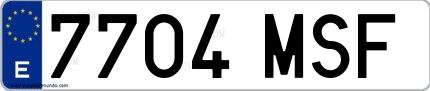 Ejemplo de matrícula española 7704 MSF