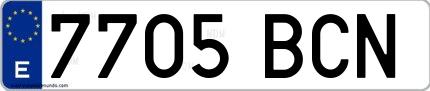 Ejemplo de matrícula española 7705 BCN