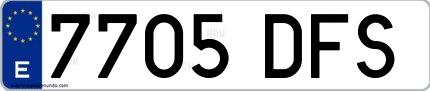 Ejemplo de matrícula española 7705 DFS