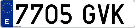 Ejemplo de matrícula de coche ordinaria 7705 GVK
