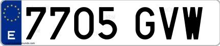Ejemplo de matrícula española 7705 GVW