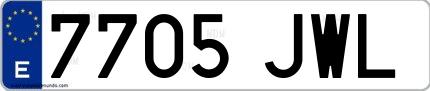 Ejemplo de matrícula española 7705 JWL