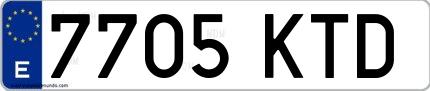 Ejemplo de matrícula española 7705 KTD