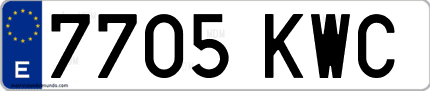 Ejemplo de matrícula de coche ordinaria 7705 KWC