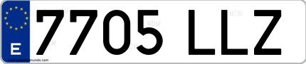 Ejemplo de matrícula española 7705 LLZ
