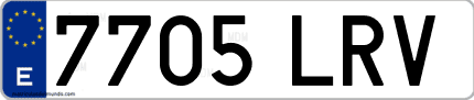 Ejemplo de matrícula de coche ordinaria 7705 LRV
