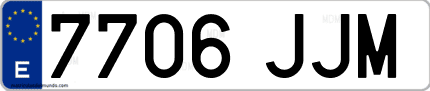 Ejemplo de matrícula de coche ordinaria 7706 JJM