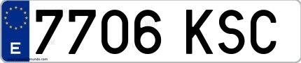Ejemplo de matrícula española 7706 KSC