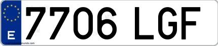 Ejemplo de matrícula española 7706 LGF