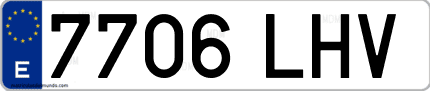 Ejemplo de matrícula de coche ordinaria 7706 LHV