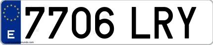 Ejemplo de matrícula española 7706 LRY