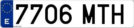 Ejemplo de matrícula española 7706 MTH