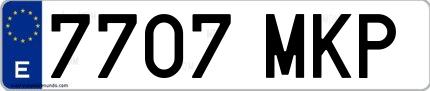 Ejemplo de matrícula española 7707 MKP