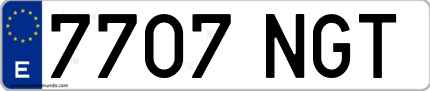Ejemplo de matrícula de coche ordinaria 7707 NGT
