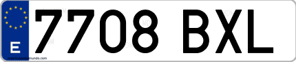 Ejemplo de matrícula de coche ordinaria 7708 BXL