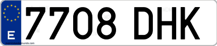 Ejemplo de matrícula de coche ordinaria 7708 DHK