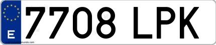 Ejemplo de matrícula española 7708 LPK