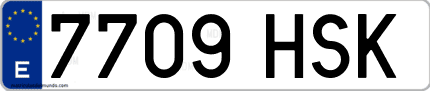 Ejemplo de matrícula de coche ordinaria 7709 HSK